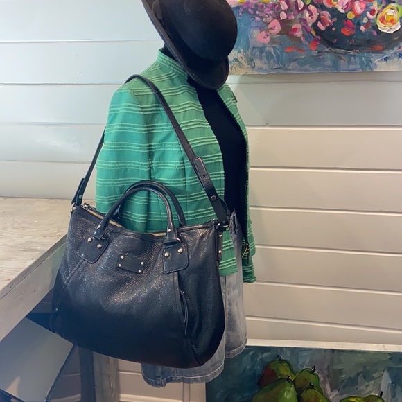 KATE SPADE Vintage Black Shimmery Leather Satchel Crossbody.  Excellent! - Picture 9 of 9